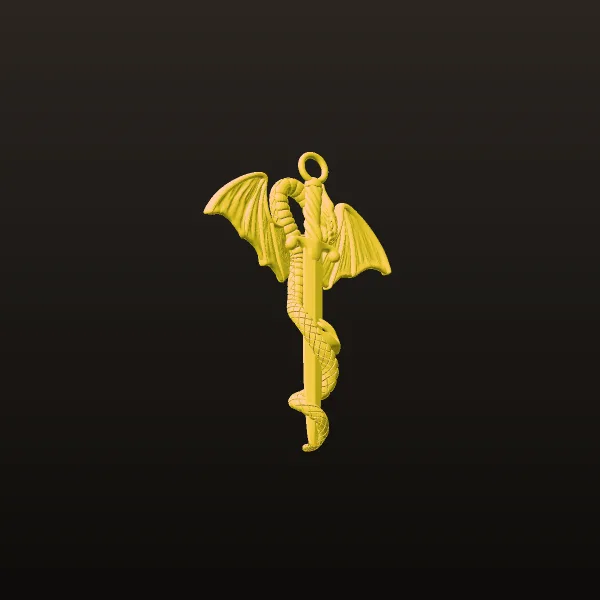 Dragon Sword Pendant 3D Model