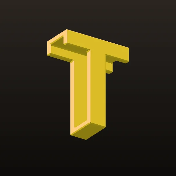 Gold Letters English Ta Pendant P T 3D Model