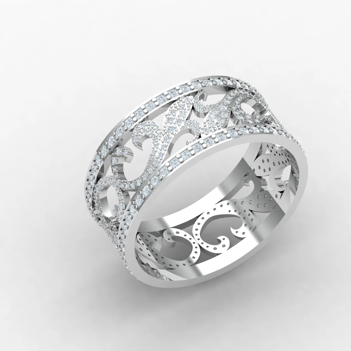 Women's Men's Wedding Band Set Code 01 3D Model — image 9