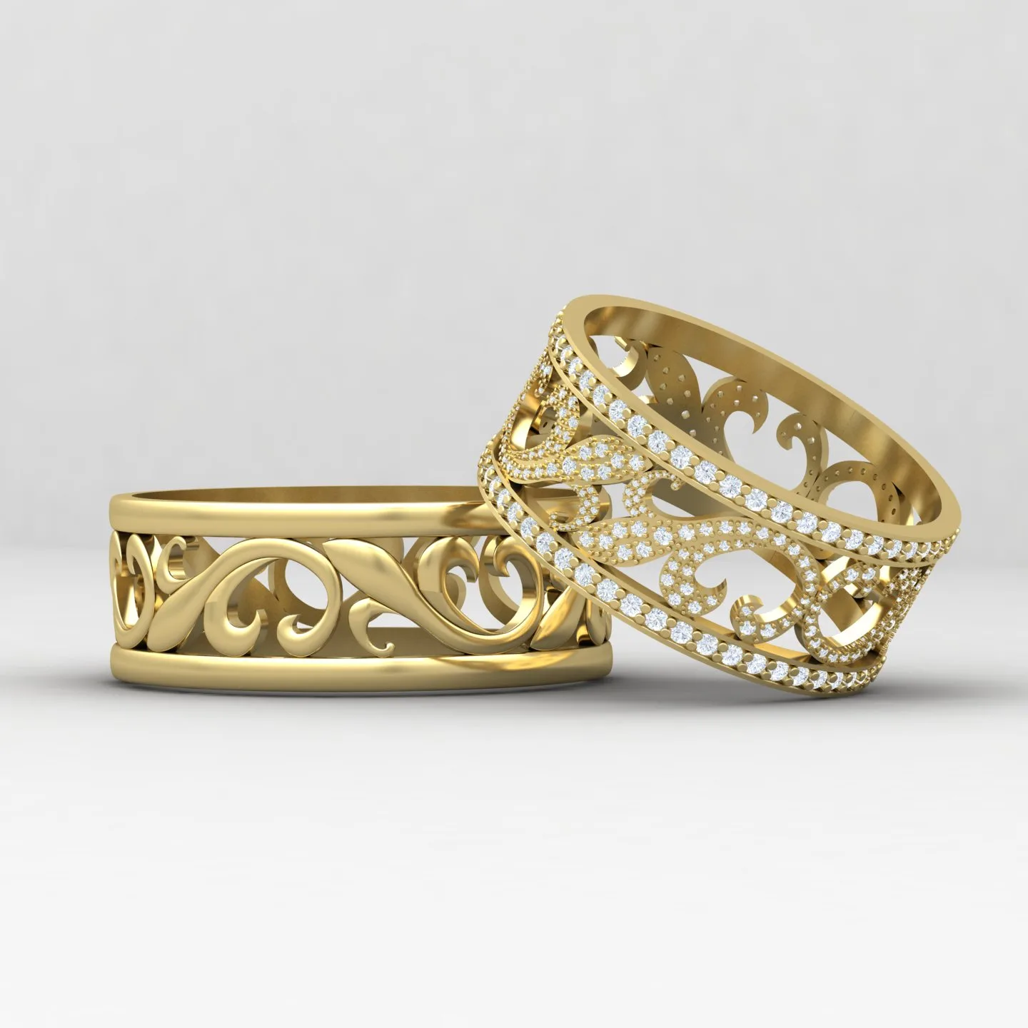 Women's Men's Wedding Band Set Code 01 3D Model