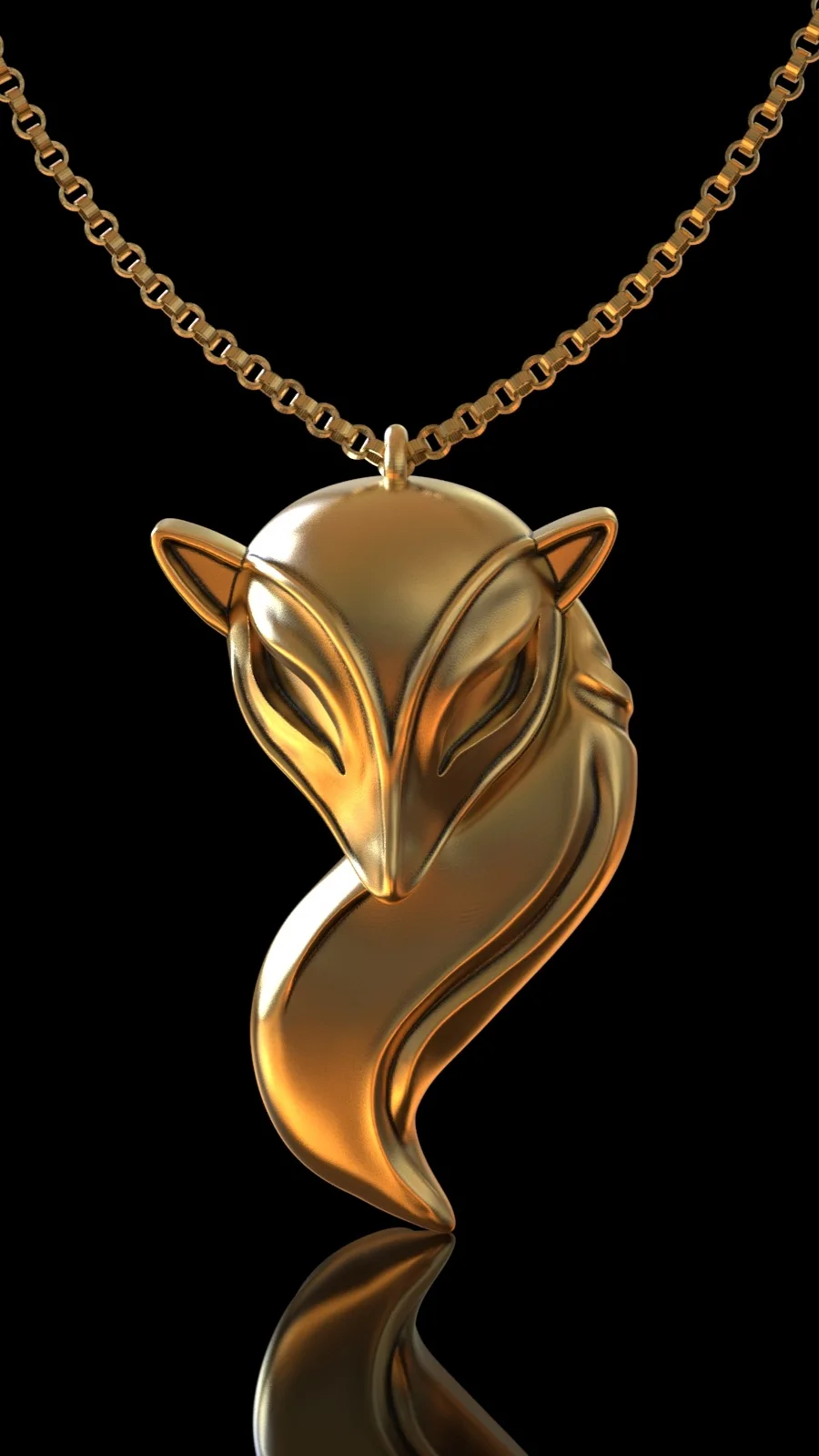 Fox Pendant Necklace 3D Model — image 5