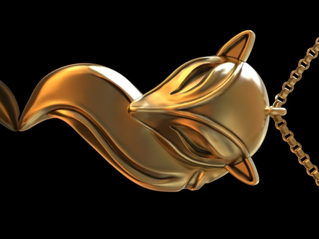 Fox Pendant Necklace 3D Model — image 3