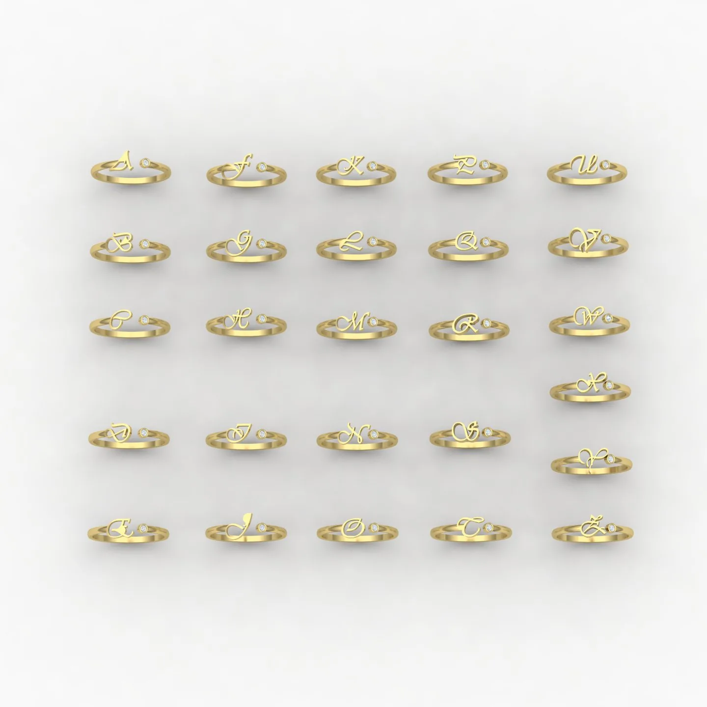 Letters English Ring Code 01 3D Model — image 5