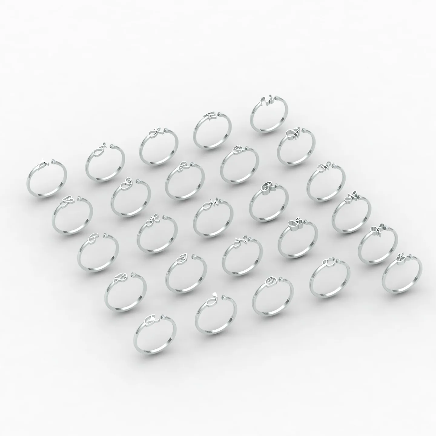 Letters English Ring Code 01 3D Model — image 12