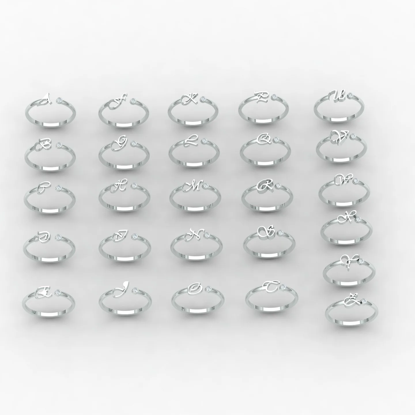 Letters English Ring Code 01 3D Model — image 11
