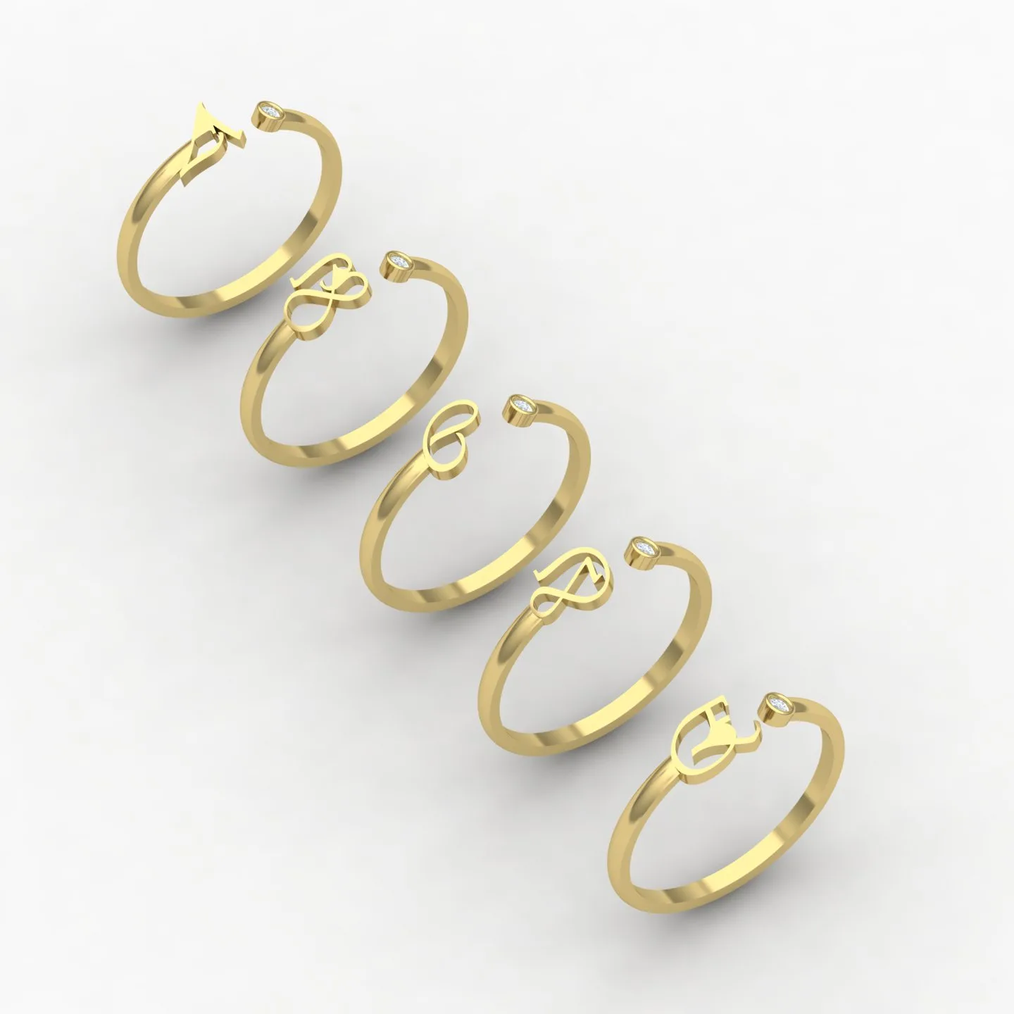 Letters English Ring Code 01 3D Model — image 6