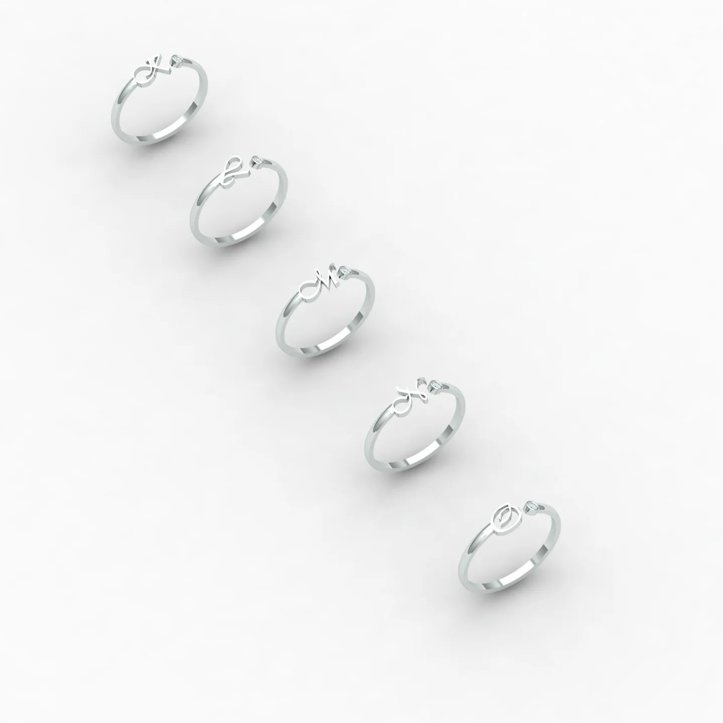 Letters English Ring Code 01 3D Model — image 15
