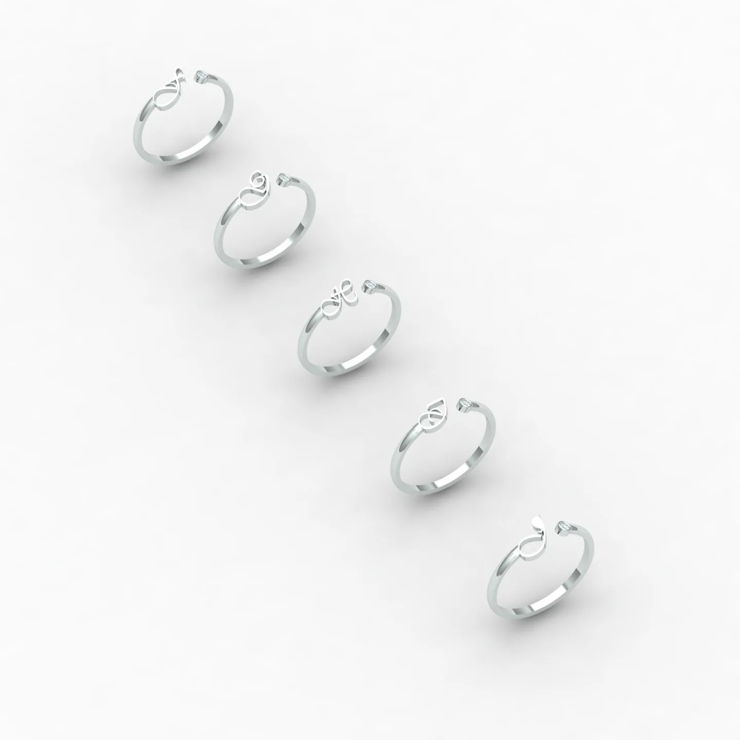 Letters English Ring Code 01 3D Model — image 14