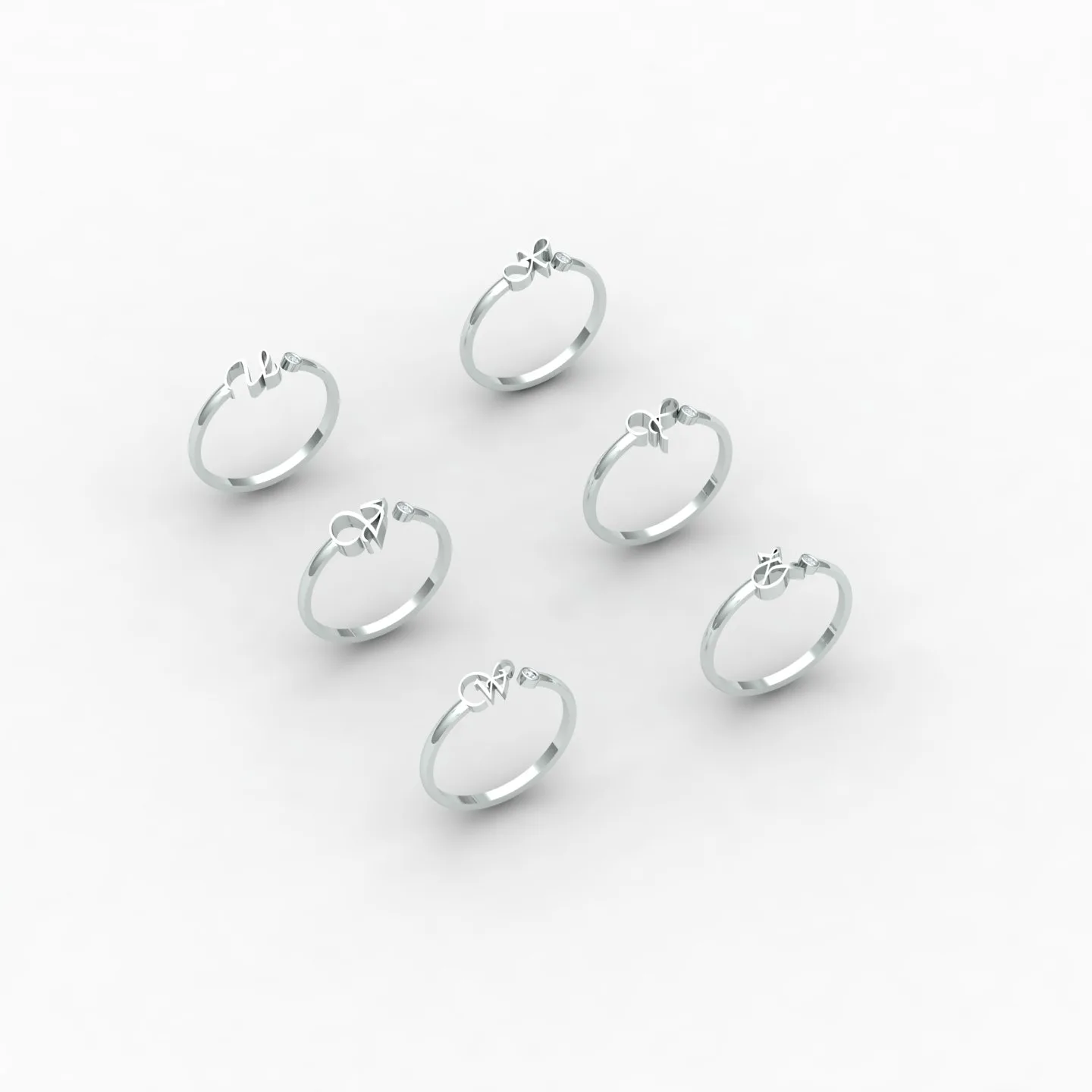 Letters English Ring Code 01 3D Model — image 17