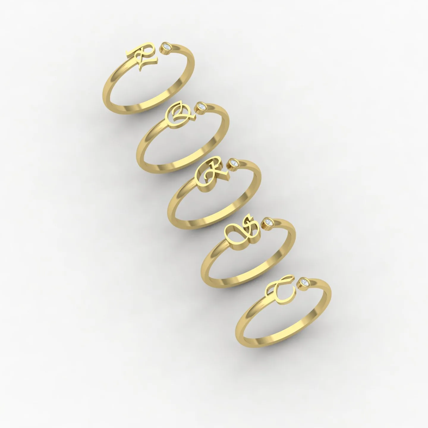 Letters English Ring Code 01 3D Model — image 9