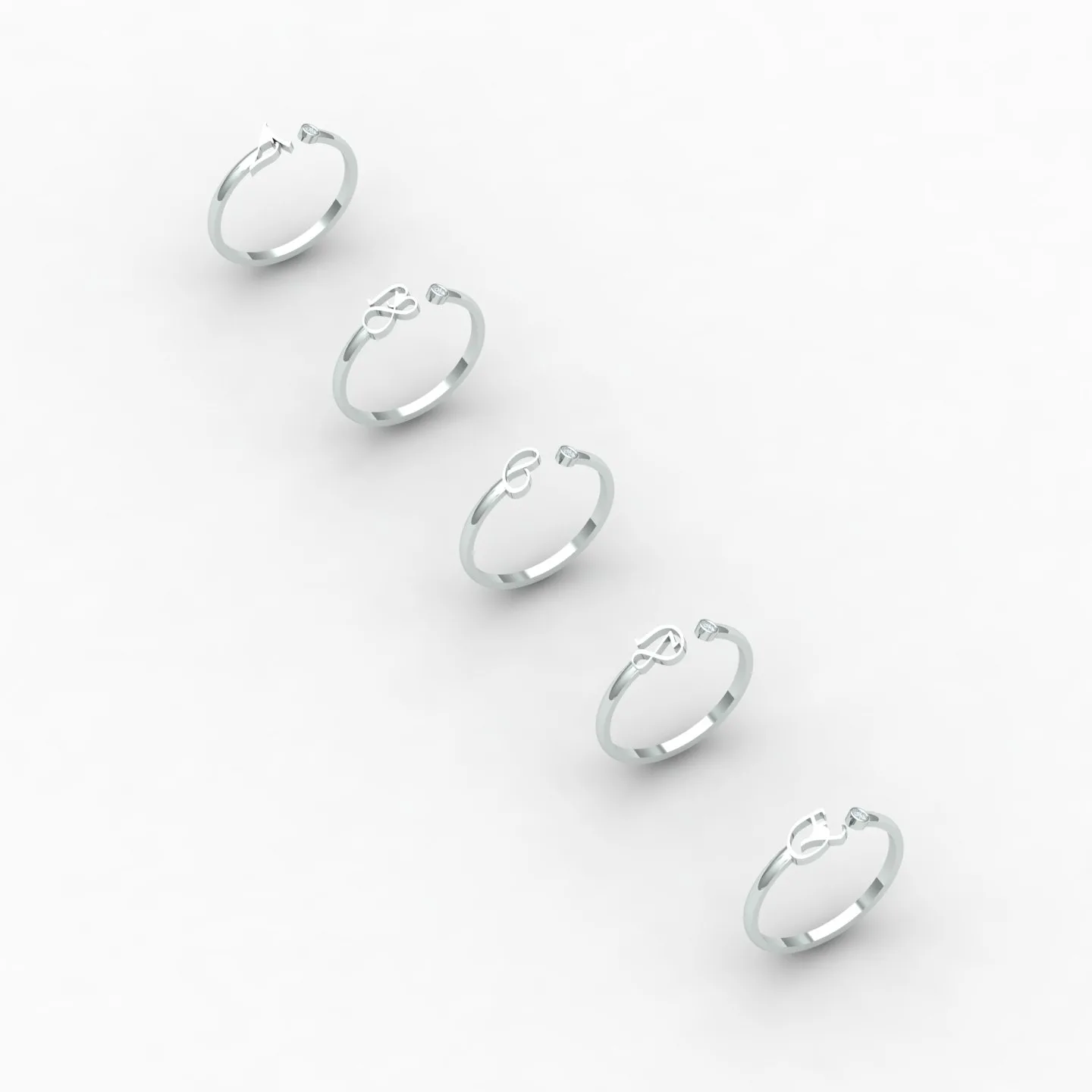 Letters English Ring Code 01 3D Model — image 13