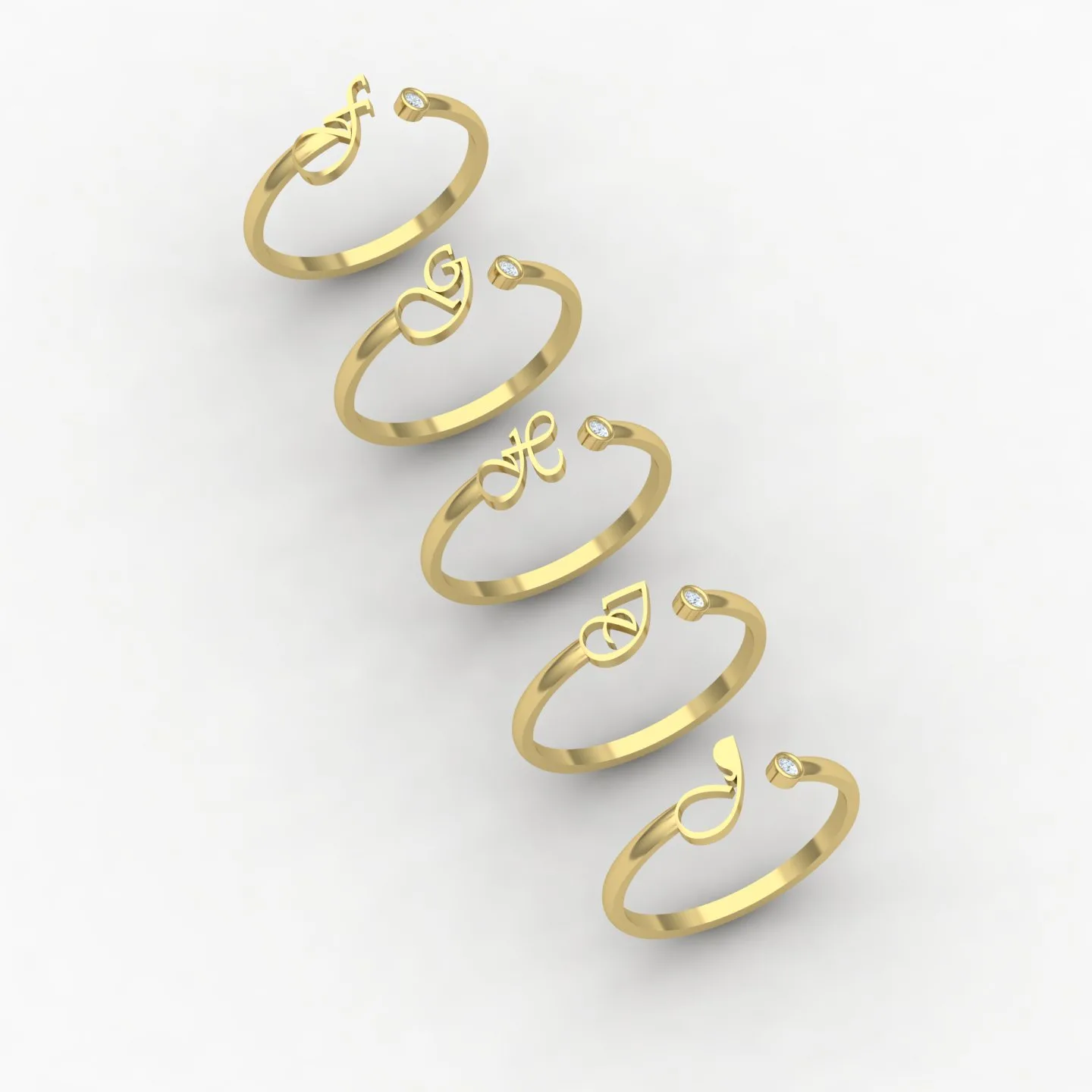 Letters English Ring Code 01 3D Model — image 7