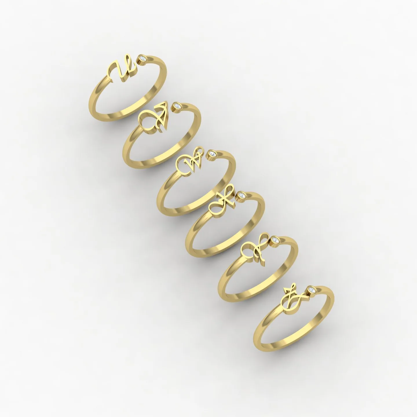 Letters English Ring Code 01 3D Model — image 10