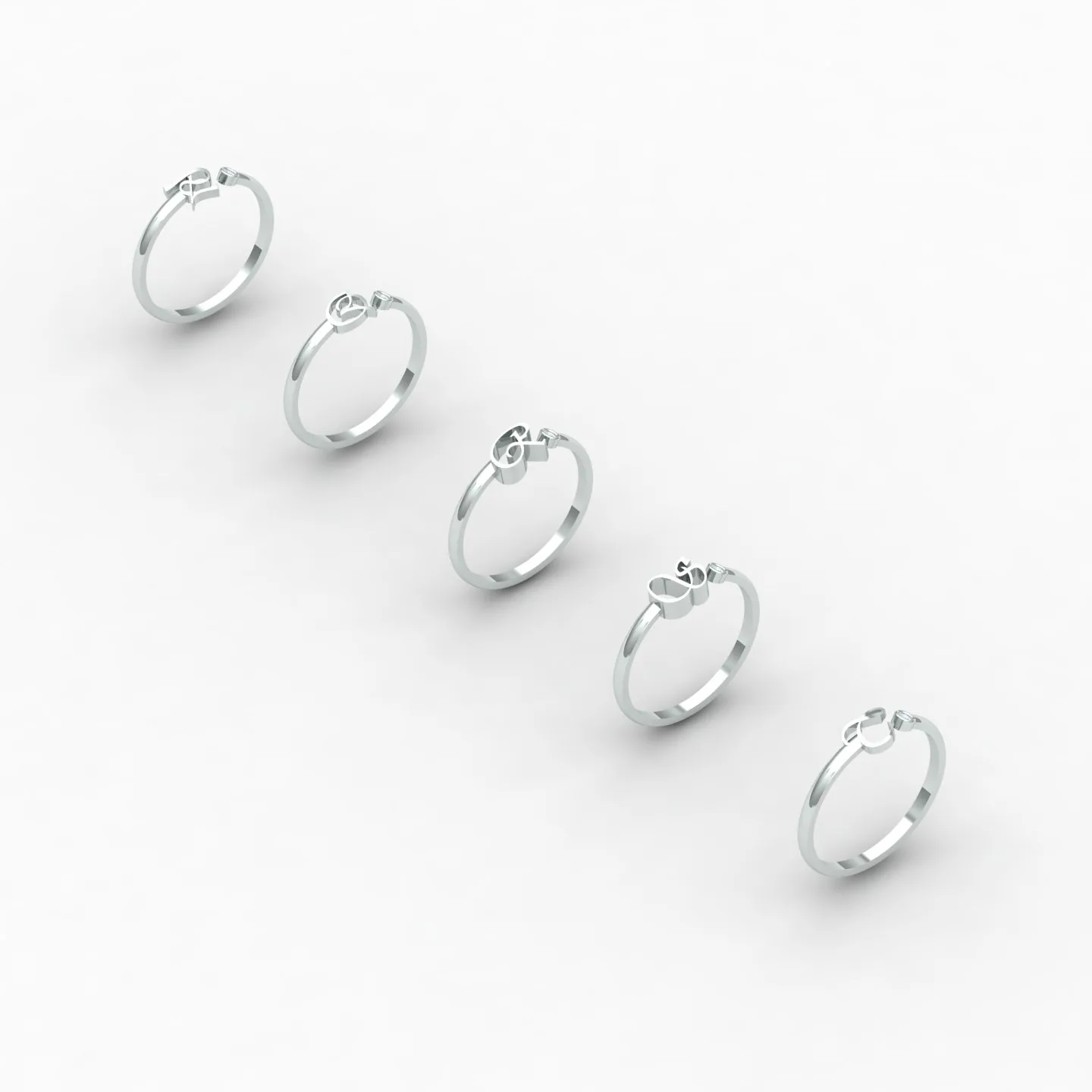 Letters English Ring Code 01 3D Model — image 16