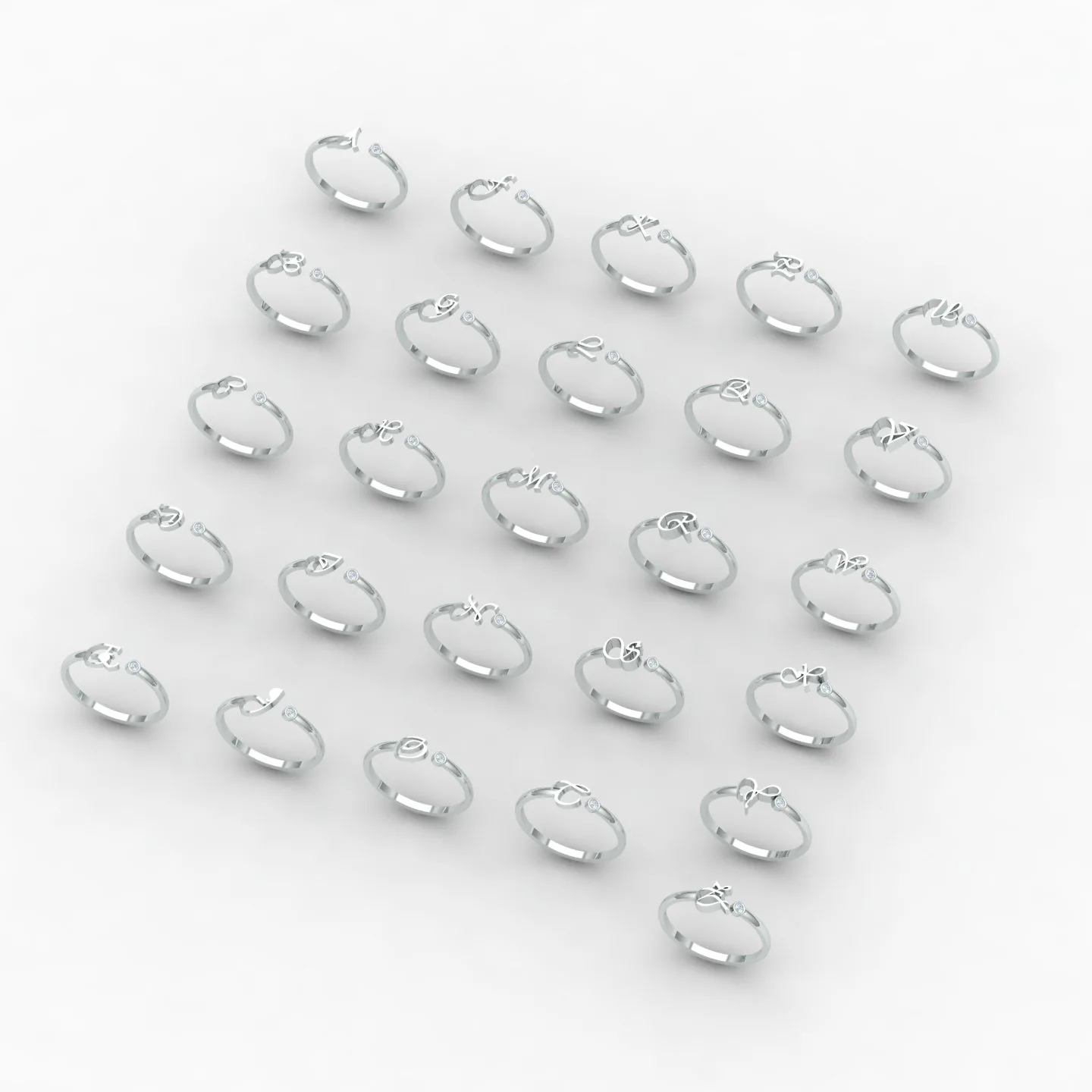 Letters English Ring Code 01 3D Model — image 18