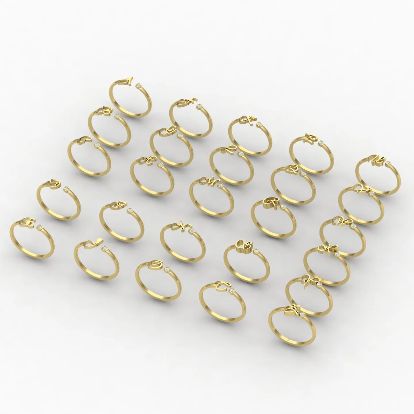 Letters English Ring Code 01 3D Model — image 4