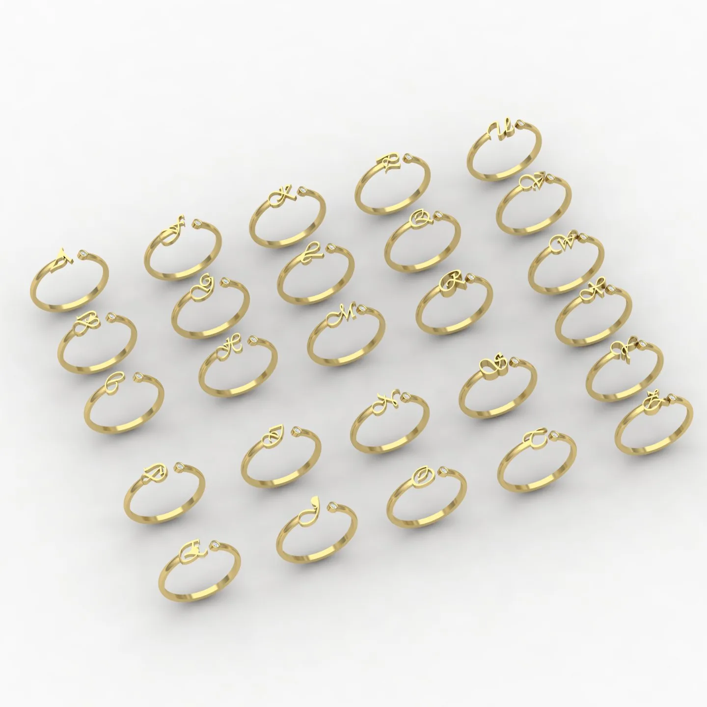 Letters English Ring Code 01 3D Model — image 3