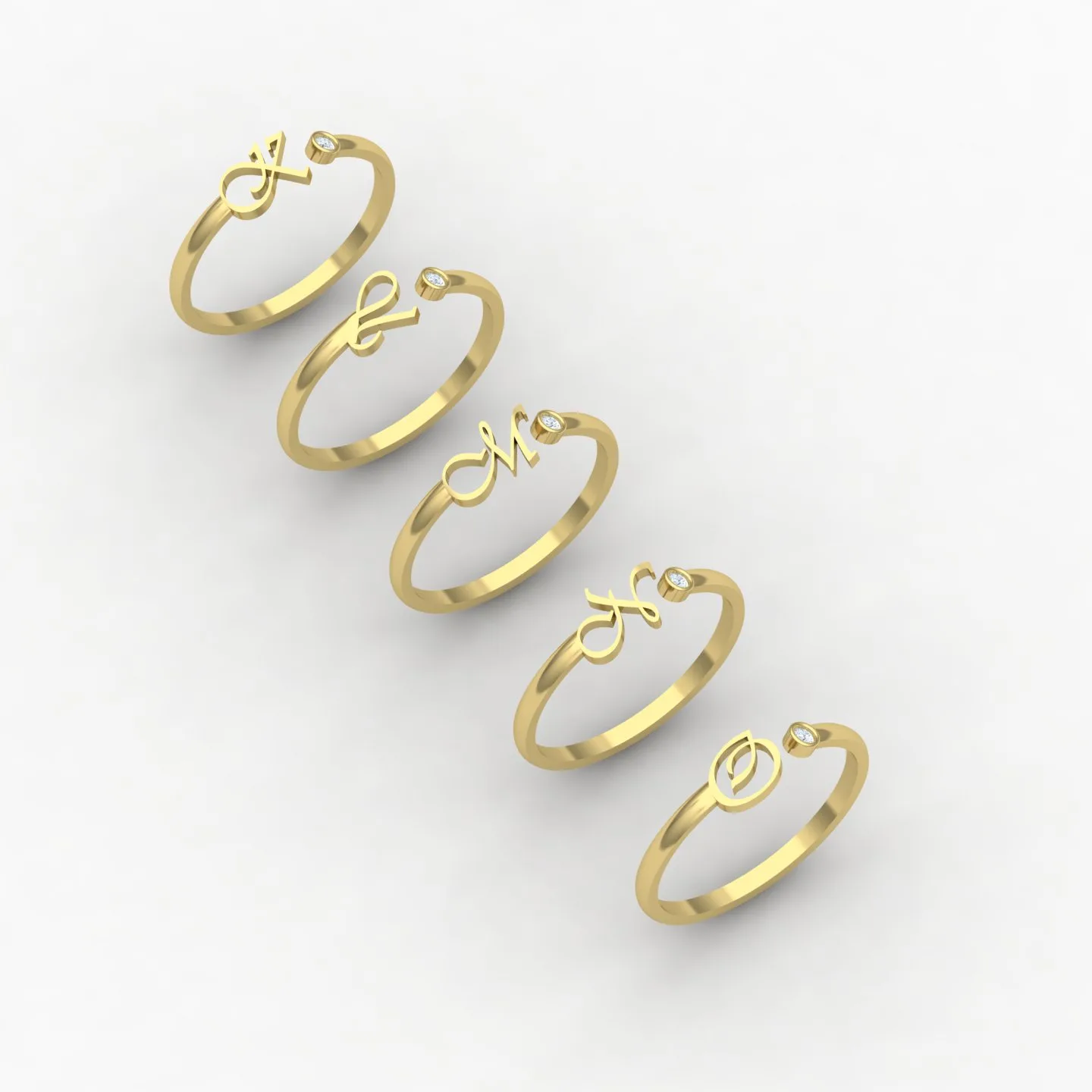 Letters English Ring Code 01 3D Model — image 8