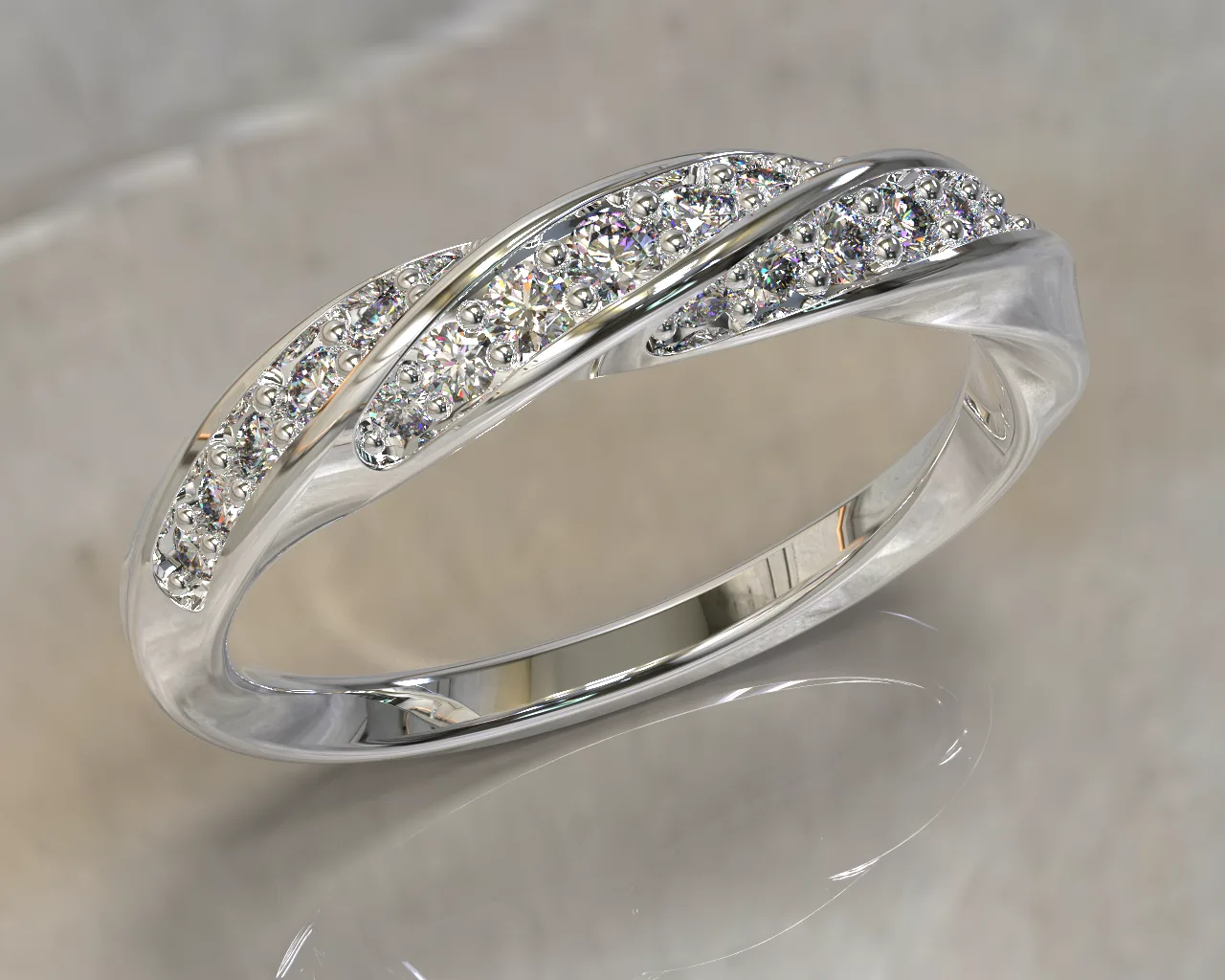 انگشتر جواهر زنانه مارپیچ (Diamond Set Twist Ring)