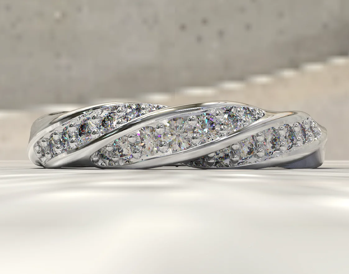 انگشتر جواهر زنانه مارپیچ (Diamond Set Twist Ring) — تصویر ۵