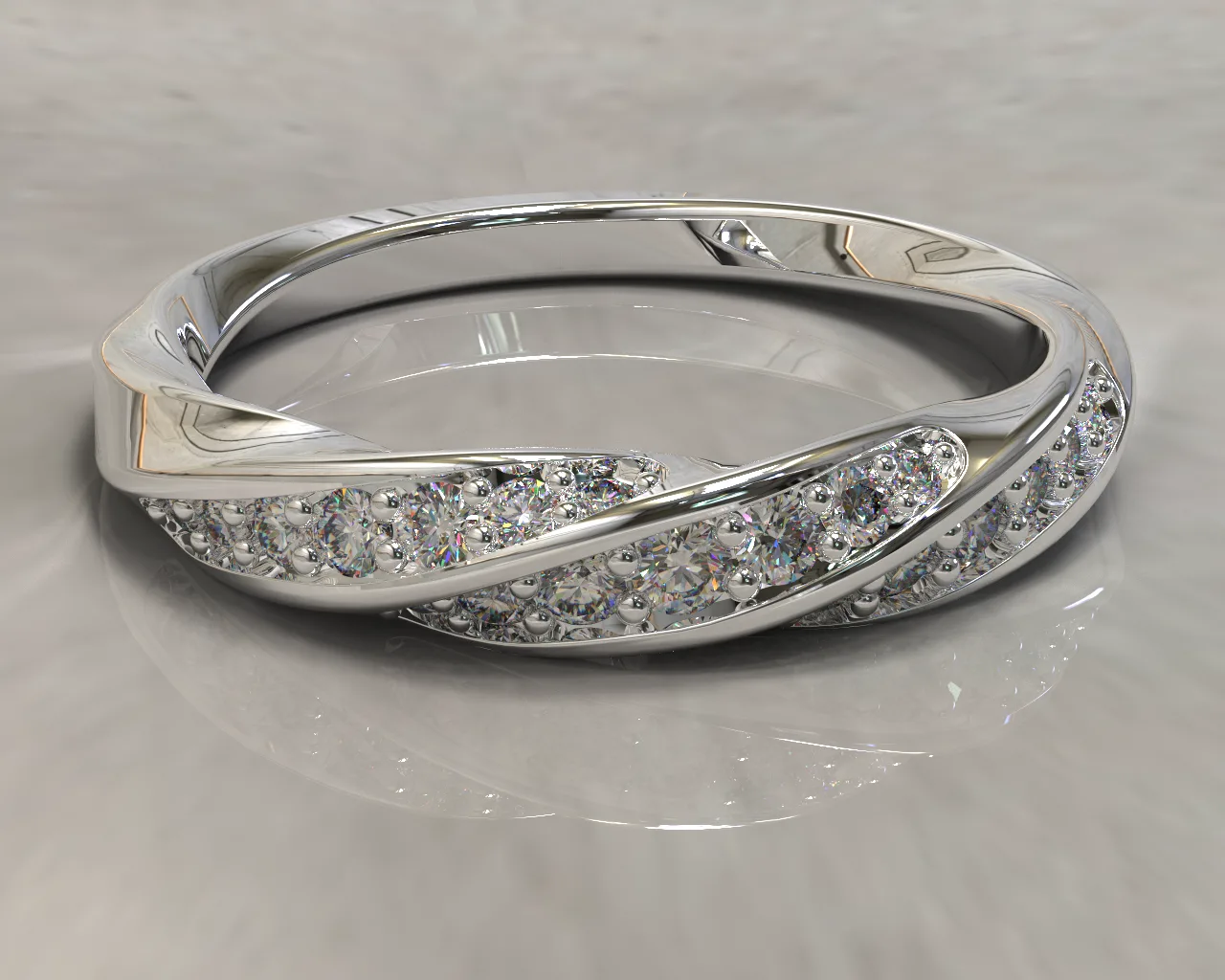 انگشتر جواهر زنانه مارپیچ (Diamond Set Twist Ring) — تصویر ۳