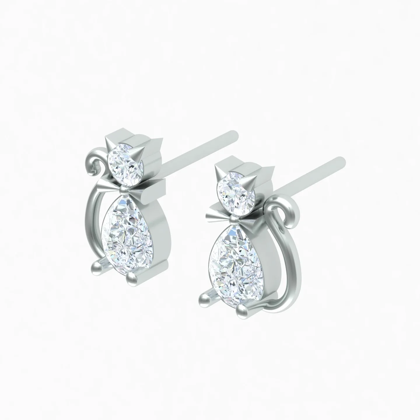 Cat Stud Earrings Code 01 3D Model — image 6
