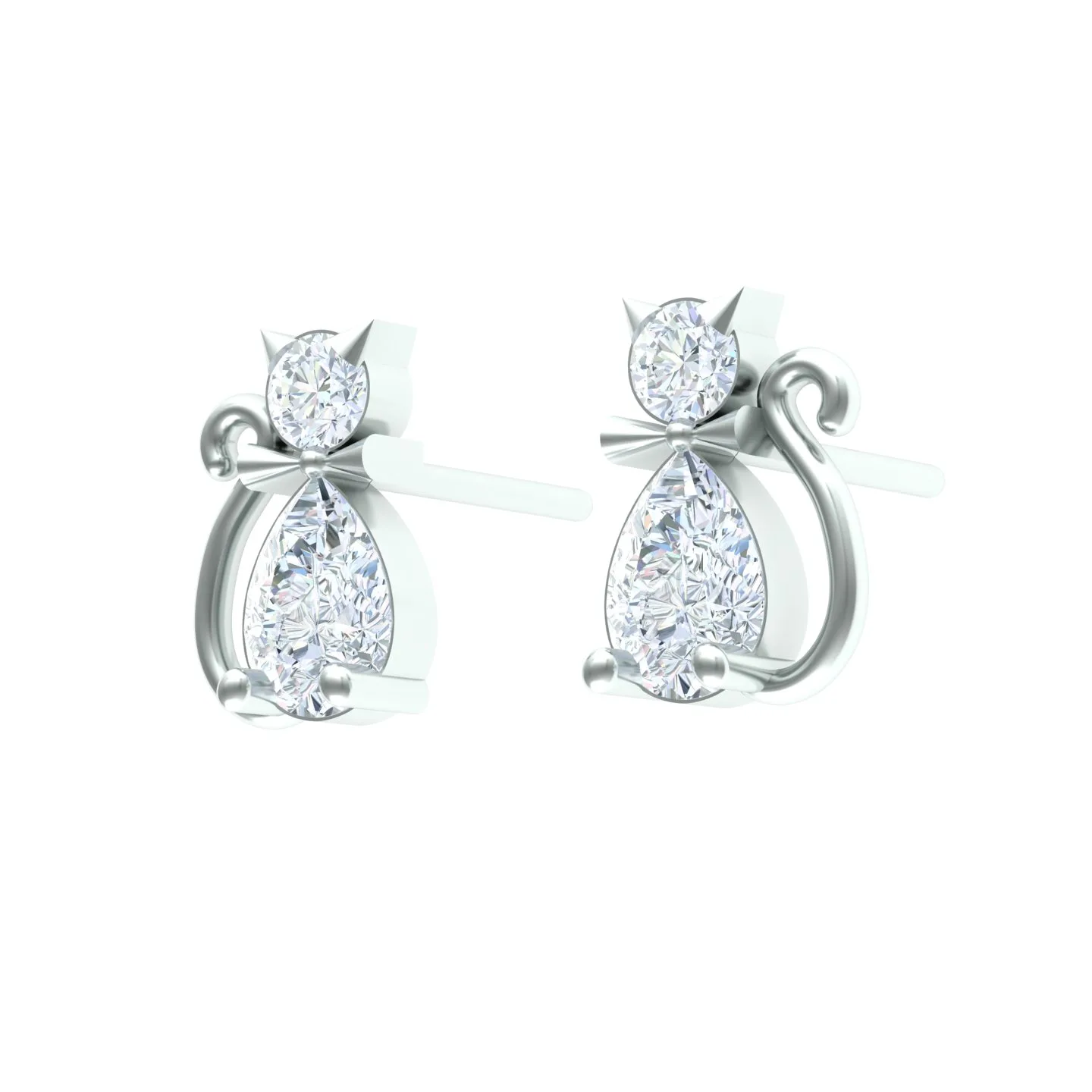 Cat Stud Earrings Code 01 3D Model — image 3