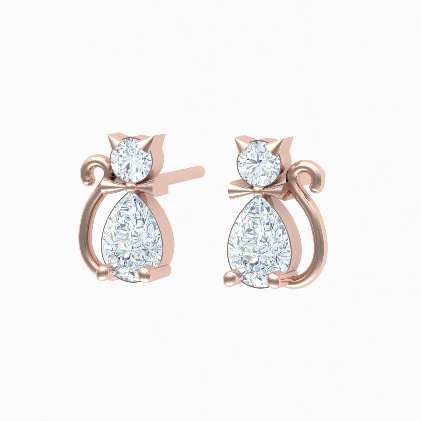 Cat Stud Earrings Code 01 3D Model — image 7