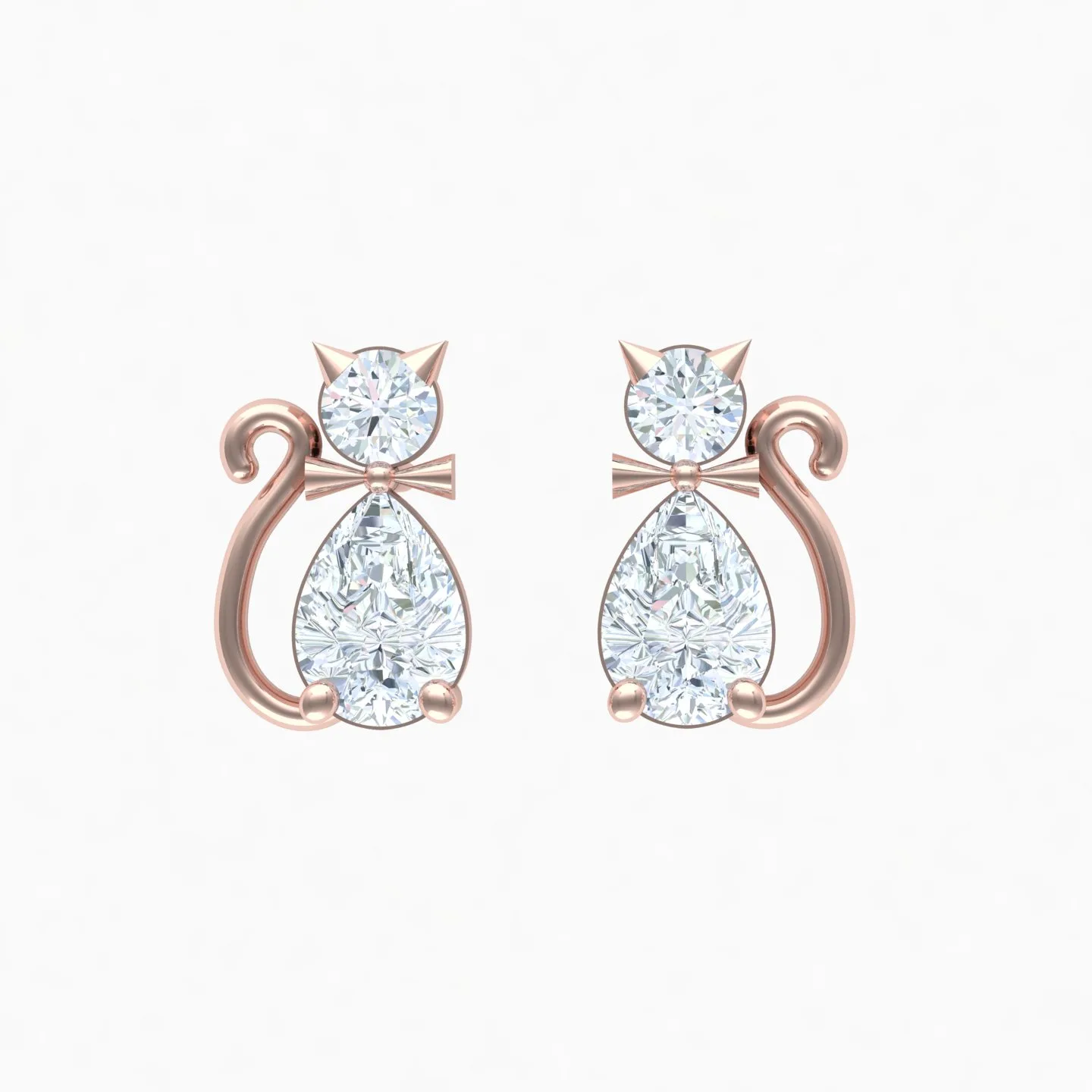 Cat Stud Earrings Code 01 3D Model — image 8