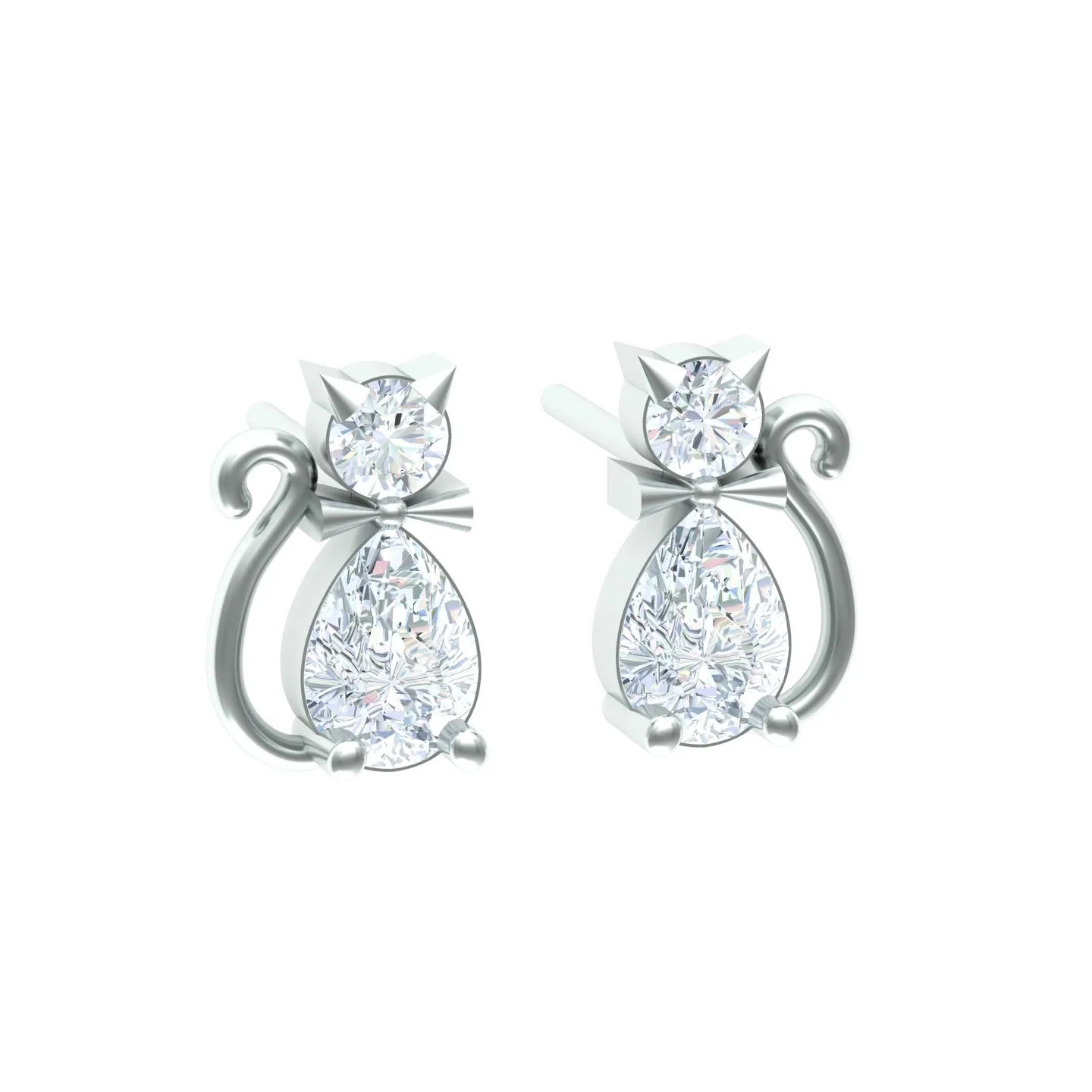 Cat Stud Earrings Code 01 3D Model — image 2