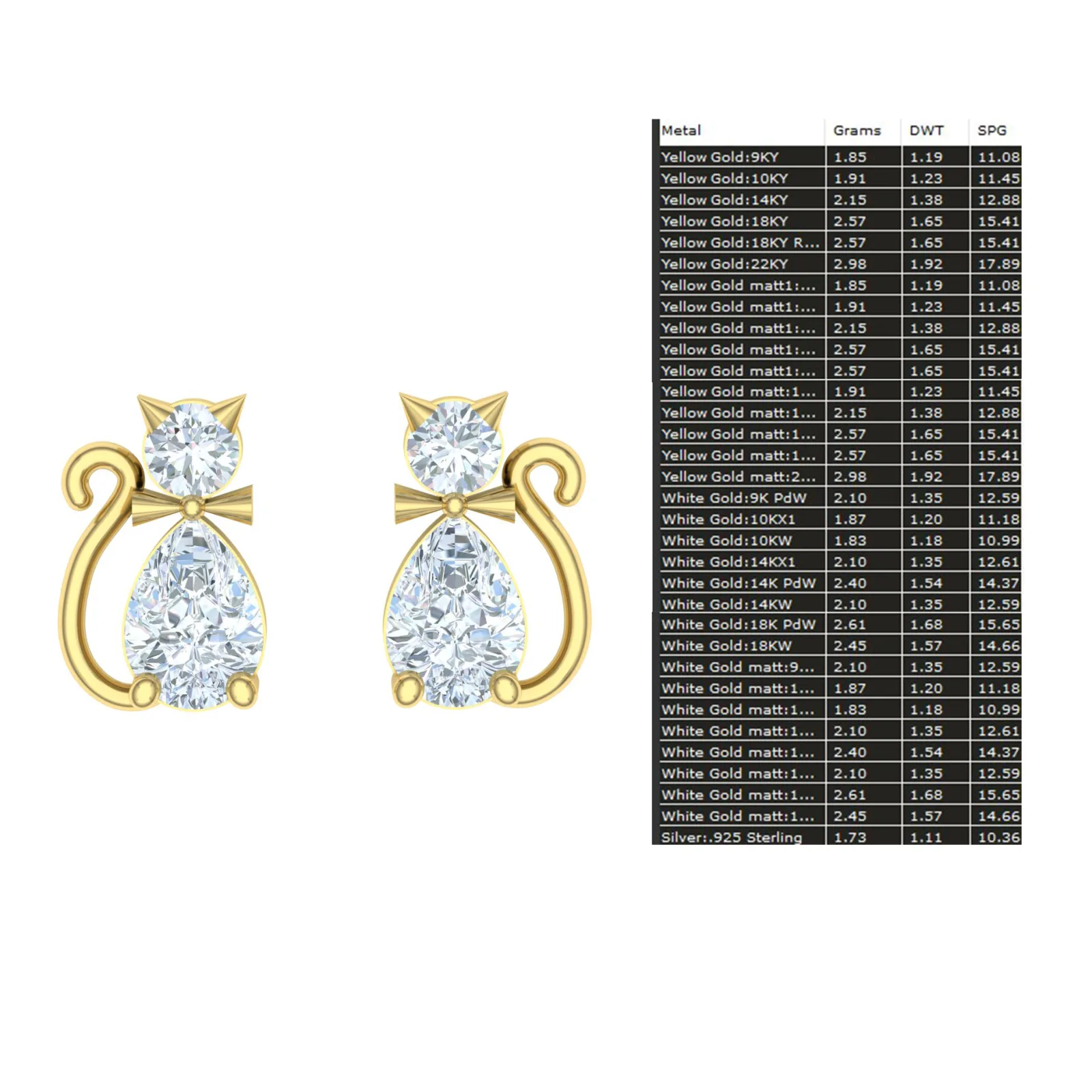Cat Stud Earrings Code 01 3D Model — image 9