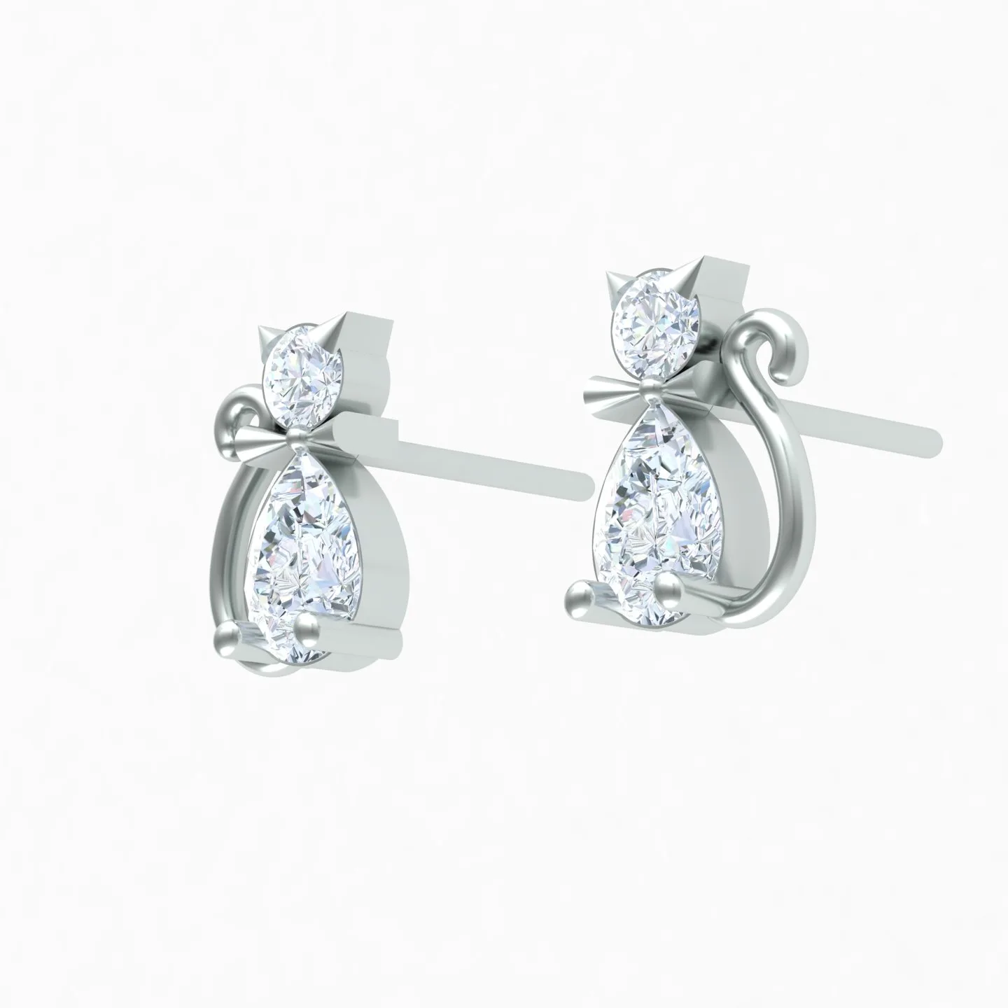 Cat Stud Earrings Code 01 3D Model — image 5