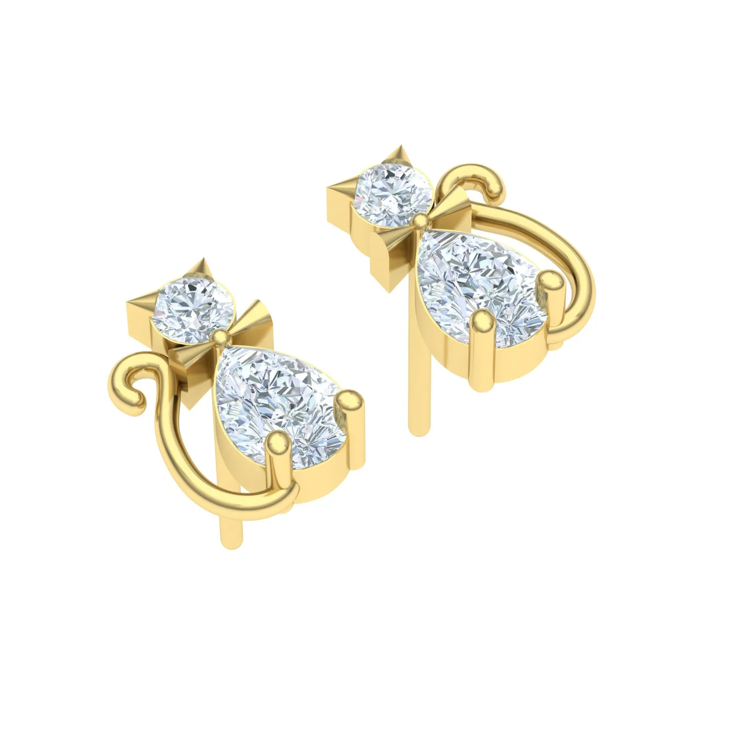 Cat Stud Earrings Code 01 3D Model — image 11