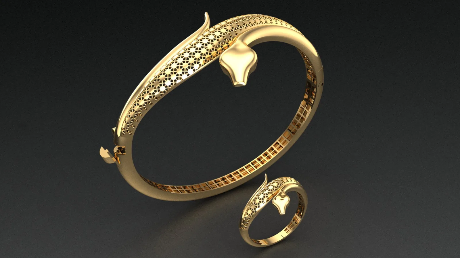 Women's Lock Snake Piton Bracelet 3D Model