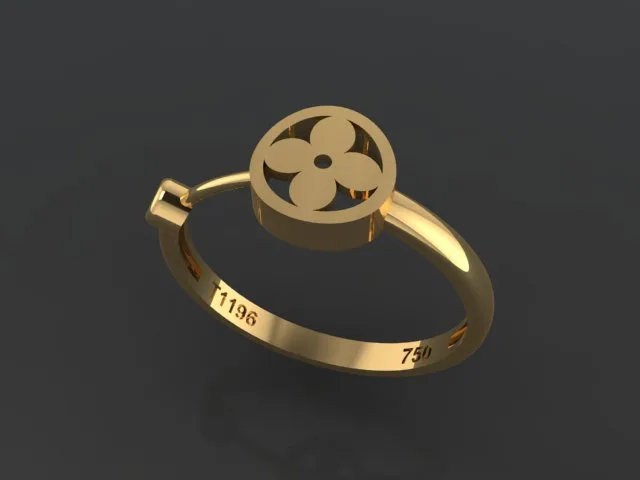 Cut Flower Leaf Khor Women's Ring 3D Model