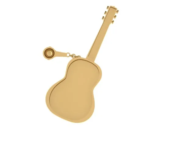 Gold Ya Gitar Mikrofon Pendant N02 3D Model — image 3
