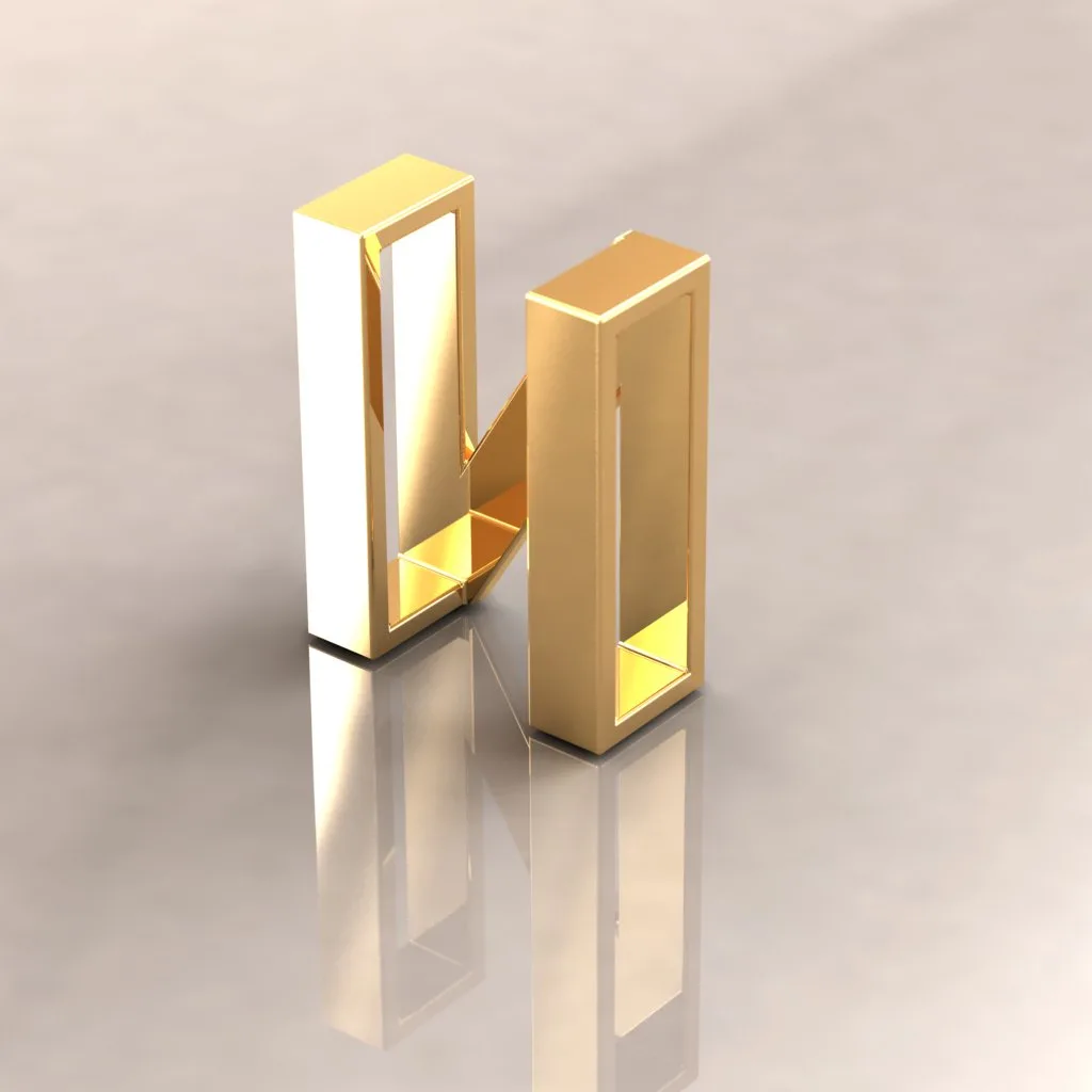 Gold Letters English Ta Pendant K O 3D Model — image 8