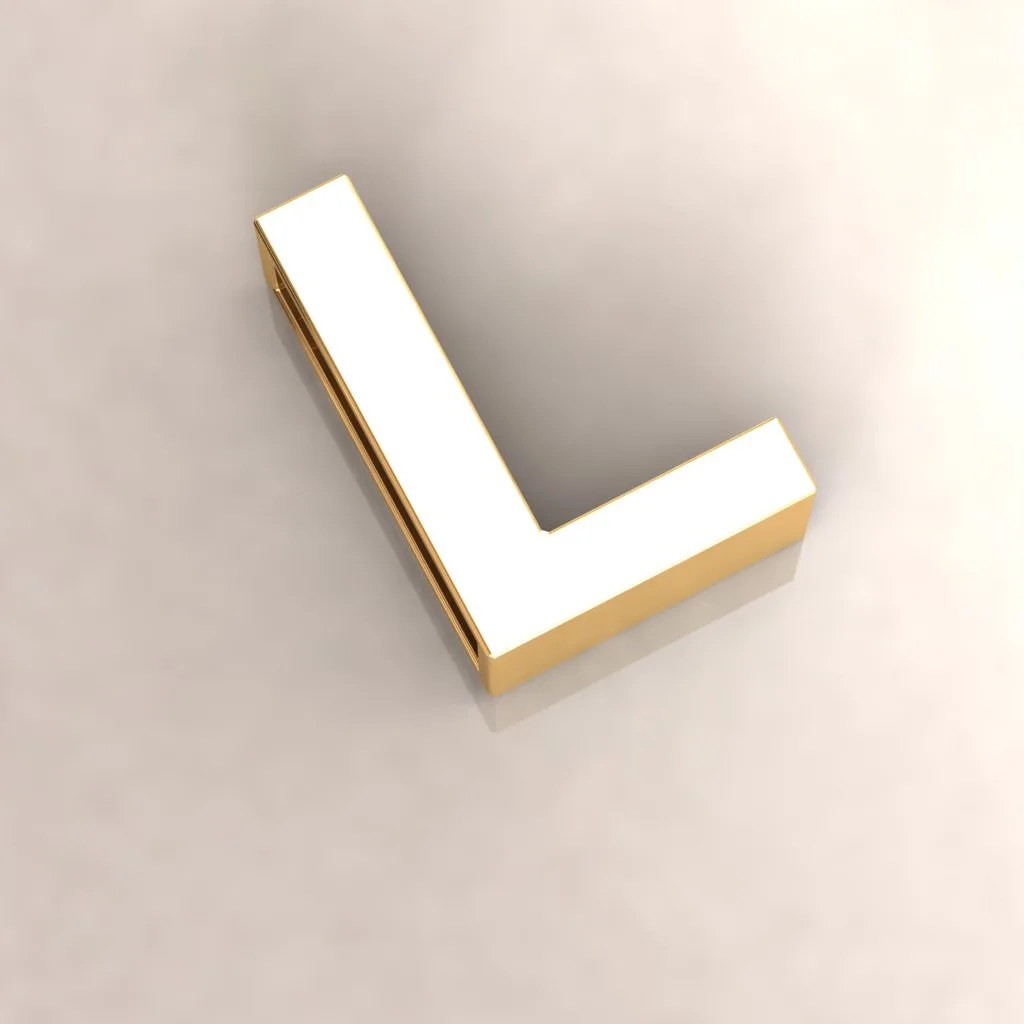Gold Letters English Ta Pendant K O 3D Model — image 3