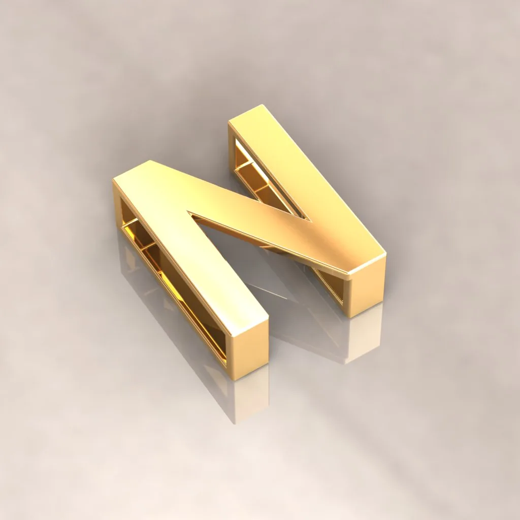 Gold Letters English Ta Pendant K O 3D Model — image 7