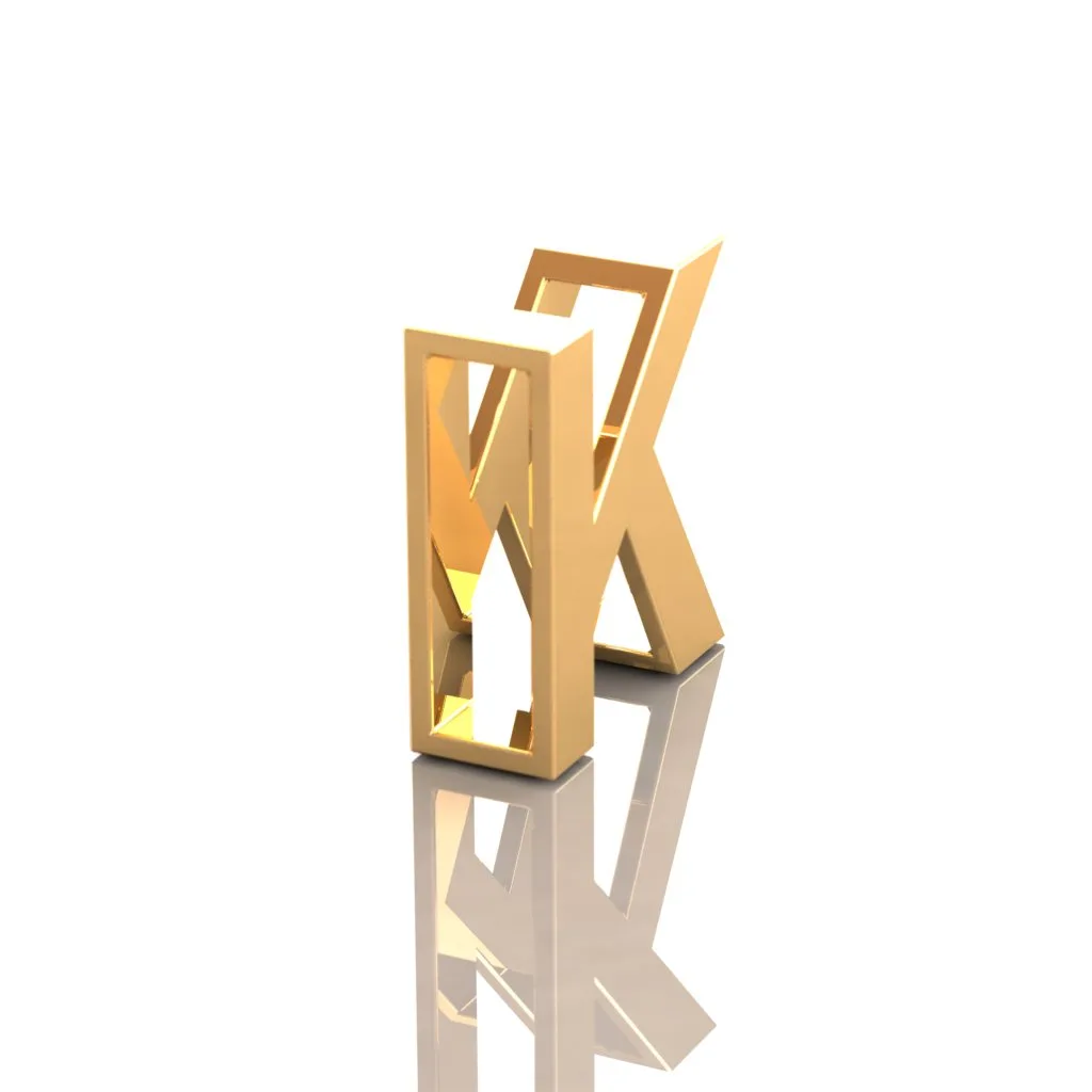 Gold Letters English Ta Pendant K O 3D Model — image 2