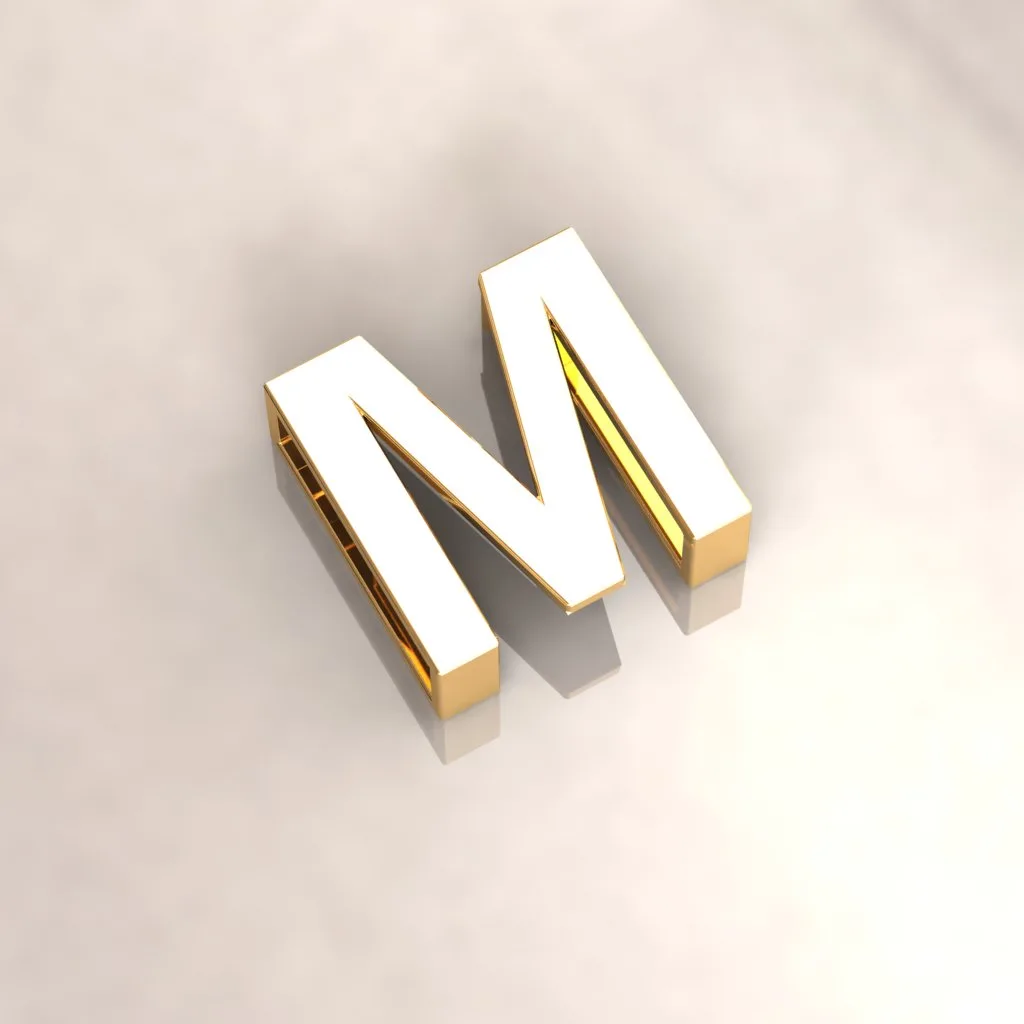 Gold Letters English Ta Pendant K O 3D Model — image 5
