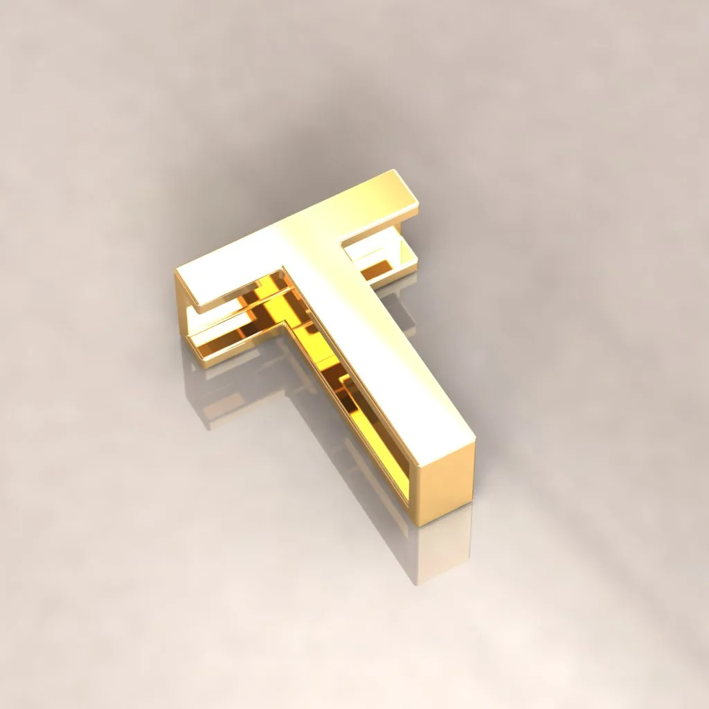 Gold Letters English Ta Pendant P T 3D Model — image 9