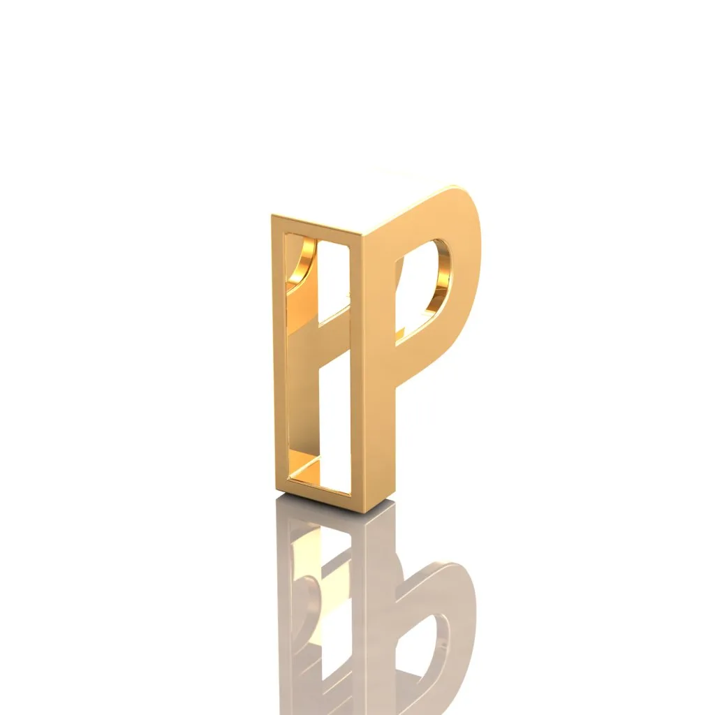 Gold Letters English Ta Pendant P T 3D Model — image 2