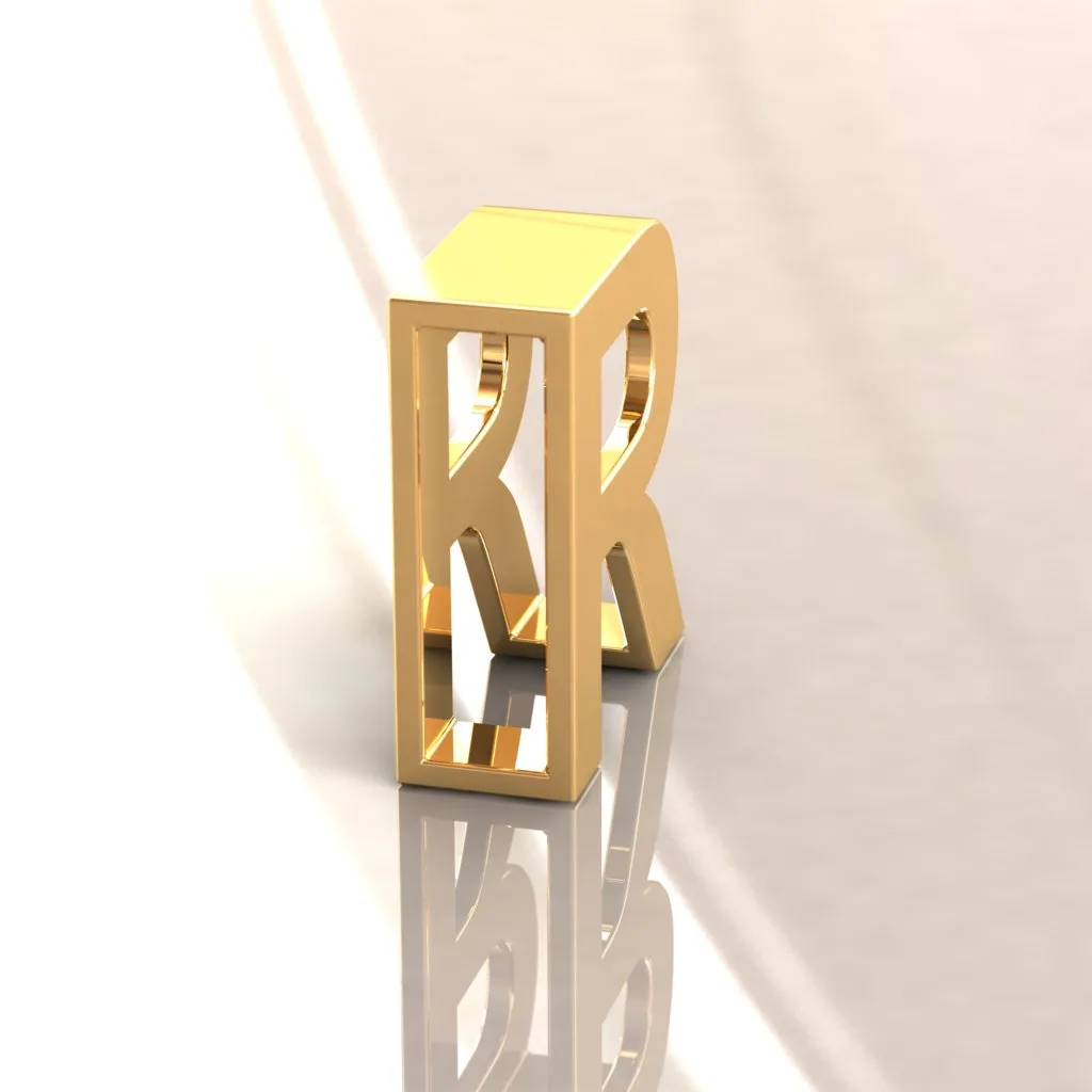 Gold Letters English Ta Pendant P T 3D Model — image 6