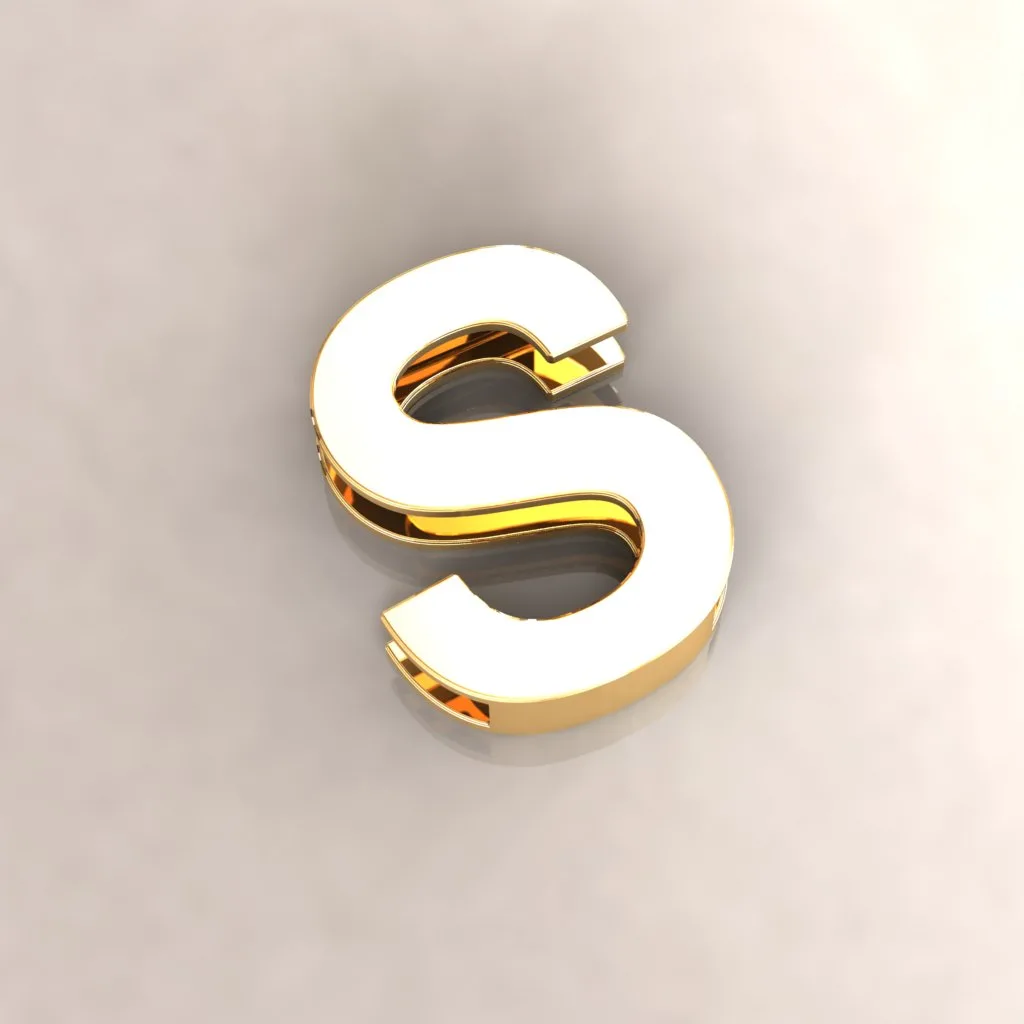 Gold Letters English Ta Pendant P T 3D Model — image 7