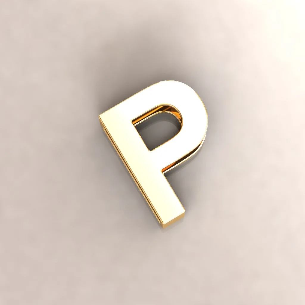 پلاک حروف انگلیسی طلا، حروف P تا T