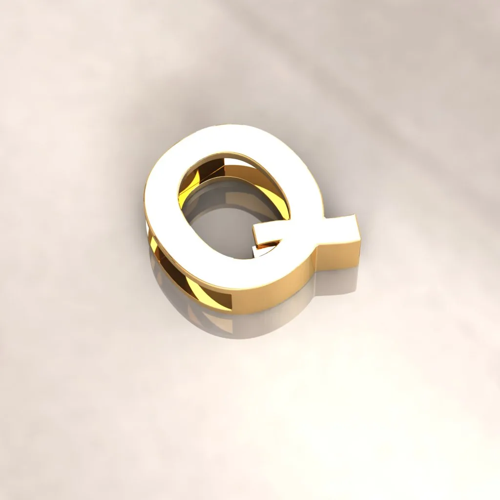 Gold Letters English Ta Pendant P T 3D Model — image 3