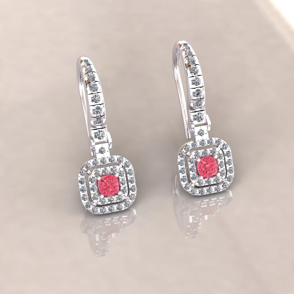 گوشواره جواهر pink sapphire earing003