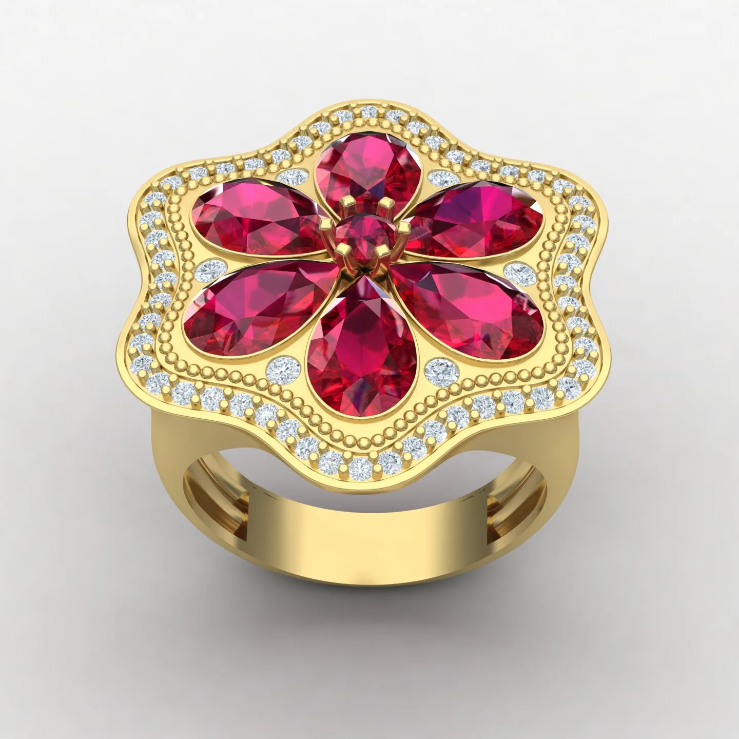 Flower Women's Ring Code 07 3D Model — image 11