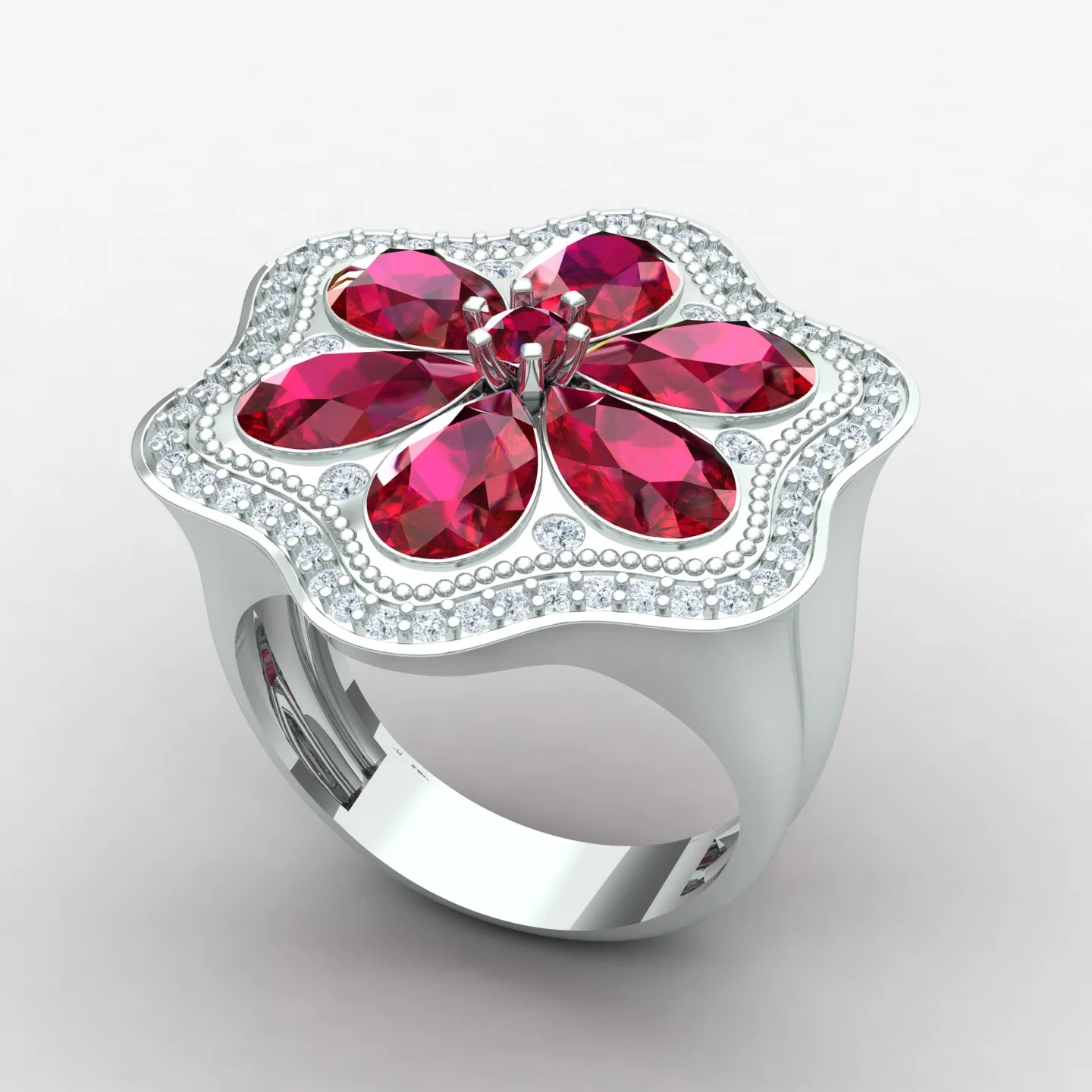Flower Women's Ring Code 07 3D Model — image 12